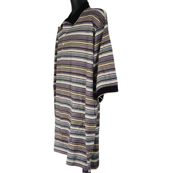 Bess Hogan Men's Size XXL Purple Yellow Black Multicolored Striped Golf Shirt - Picture 11 of 11